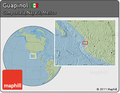 Savanna Style Location Map of Guapinol, hill shading
