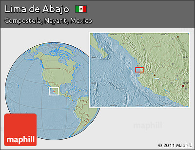 Savanna Style Location Map of Lima De Abajo, hill shading