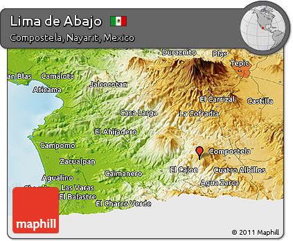 Physical Panoramic Map of Lima De Abajo
