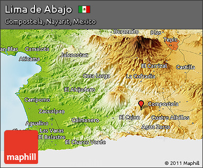 Physical Panoramic Map of Lima De Abajo