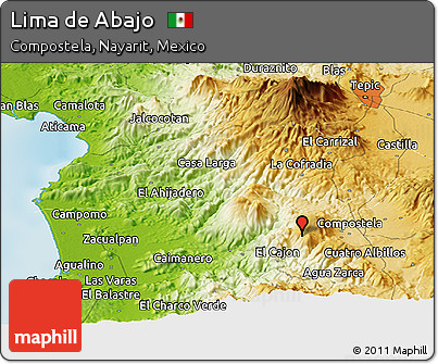 Physical Panoramic Map of Lima De Abajo