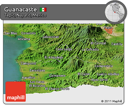 Satellite Panoramic Map of Guanacaste
