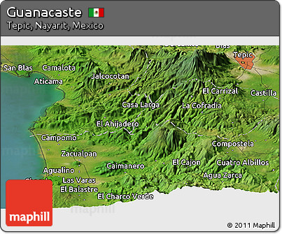 Satellite Panoramic Map of Guanacaste