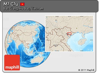 Shaded Relief Location Map of Mỹ Cầu