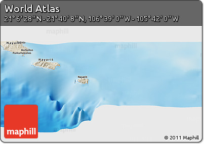 Shaded Relief Panoramic Map of the Area around 21° 23' 18" N, 106° 10' 30" W
