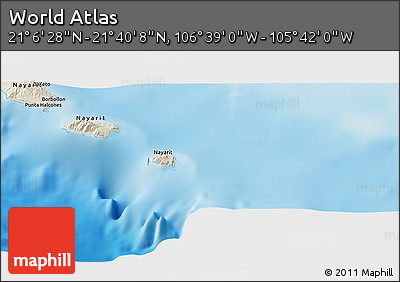 Shaded Relief Panoramic Map of the Area around 21° 23' 18" N, 106° 10' 30" W