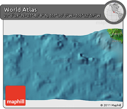 Satellite 3D Map of the Area around 21° 23' 18" N, 107° 1' 30" W