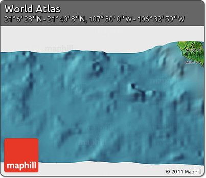 Satellite 3D Map of the Area around 21° 23' 18" N, 107° 1' 30" W