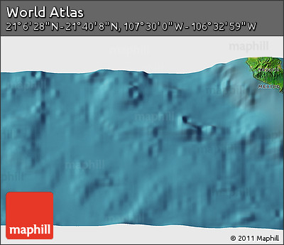 Satellite 3D Map of the Area around 21° 23' 18" N, 107° 1' 30" W