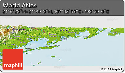 Physical Panoramic Map of the Area around 21° 23' 18" N, 108° 1' 30" E