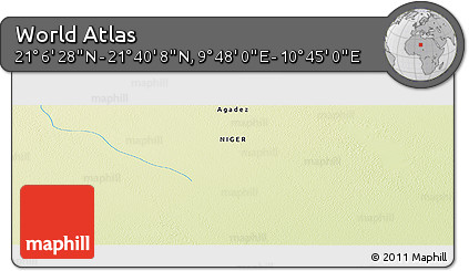 Physical Panoramic Map of the Area around 21° 23' 18" N, 10° 16' 30" E