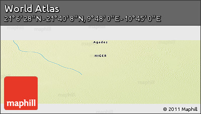 Physical Panoramic Map of the Area around 21° 23' 18" N, 10° 16' 30" E