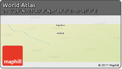 Physical Panoramic Map of the Area around 21° 23' 18" N, 10° 16' 30" E