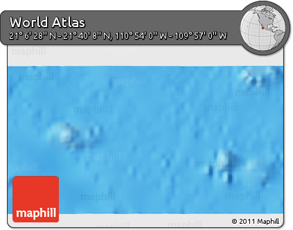 Physical 3D Map of the Area around 21° 23' 18" N, 110° 25' 30" W