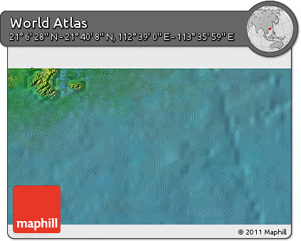 Satellite 3D Map of the Area around 21° 23' 18" N, 113° 7' 30" E