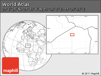 Blank Location Map of the Area around 21° 23' 18" N, 11° 7' 30" E