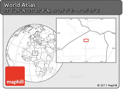 Blank Location Map of the Area around 21° 23' 18" N, 11° 7' 30" E