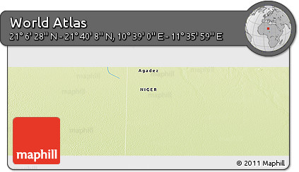 Physical Panoramic Map of the Area around 21° 23' 18" N, 11° 7' 30" E