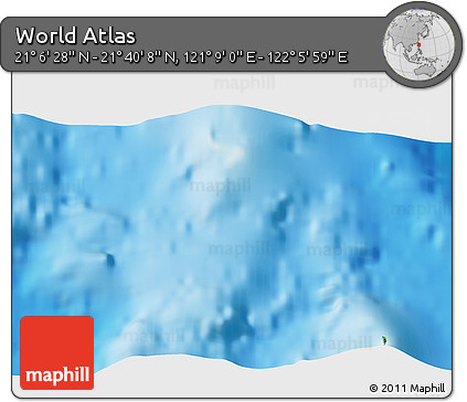 Physical 3D Map of the Area around 21° 23' 18" N, 121° 37' 30" E
