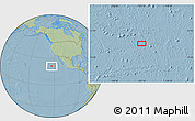 Savanna Style Location Map of the area around 21° 23' 18" N, 123° 10' 30" W, hill shading