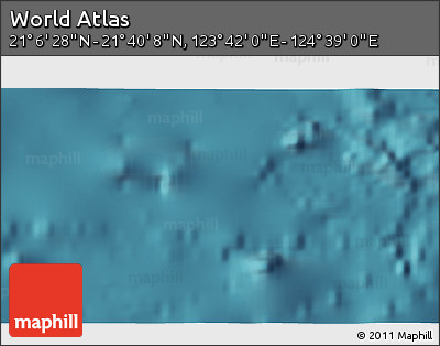 Satellite 3D Map of the Area around 21° 23' 18" N, 124° 10' 30" E