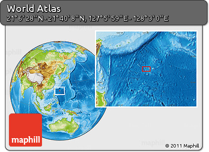 Physical Location Map of the Area around 21° 23' 18" N, 127° 34' 30" E