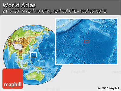 Physical Location Map of the Area around 21° 23' 18" N, 130° 7' 30" E