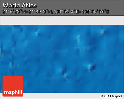 Physical 3D Map of the Area around 21° 23' 18" N, 134° 22' 30" E