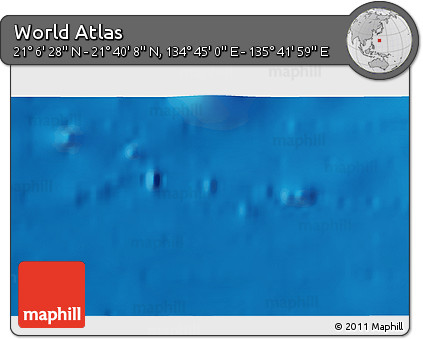 Physical 3D Map of the Area around 21° 23' 18" N, 135° 13' 29" E