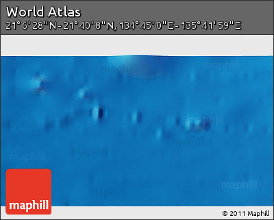 Physical 3D Map of the Area around 21° 23' 18" N, 135° 13' 29" E