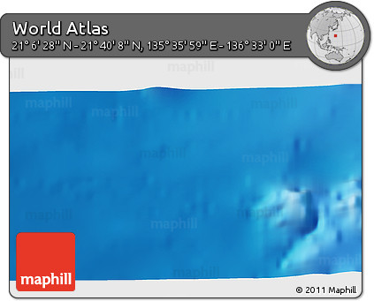 Physical 3D Map of the Area around 21° 23' 18" N, 136° 4' 29" E