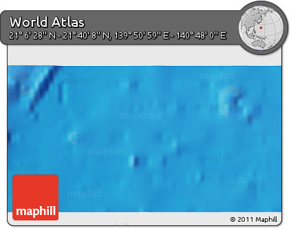 Physical 3D Map of the Area around 21° 23' 18" N, 140° 19' 29" E