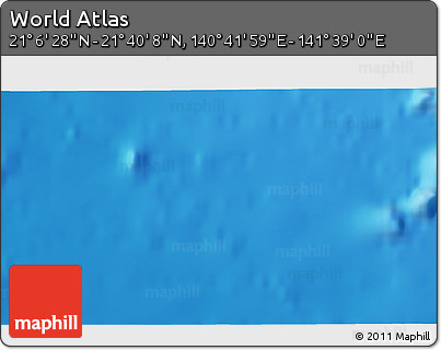Physical 3D Map of the Area around 21° 23' 18" N, 141° 10' 30" E