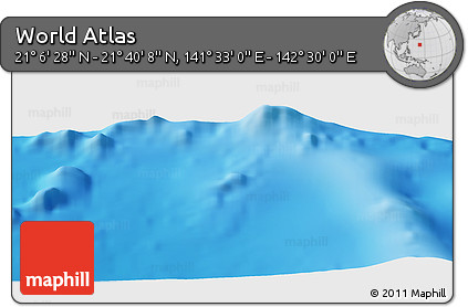Physical Panoramic Map of the Area around 21° 23' 18" N, 142° 1' 30" E