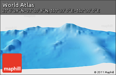 Physical Panoramic Map of the Area around 21° 23' 18" N, 142° 1' 30" E