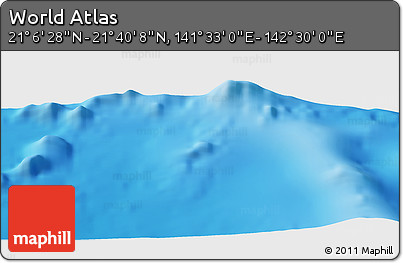 Physical Panoramic Map of the Area around 21° 23' 18" N, 142° 1' 30" E
