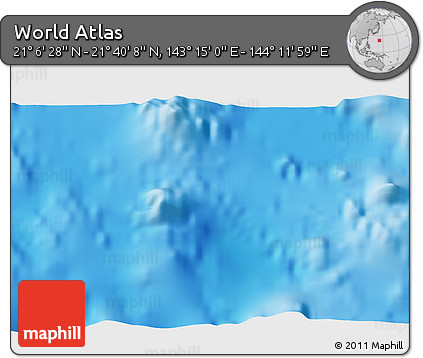 Physical 3D Map of the Area around 21° 23' 18" N, 143° 43' 29" E