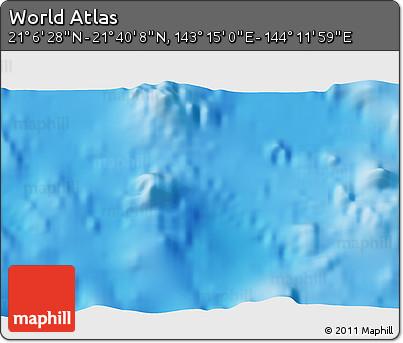 Physical 3D Map of the Area around 21° 23' 18" N, 143° 43' 29" E