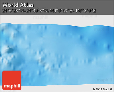 Physical 3D Map of the Area around 21° 23' 18" N, 144° 34' 29" E