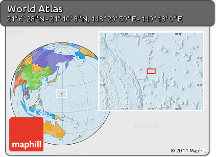 Political Location Map of the Area around 21° 23' 18" N, 148° 49' 29" E