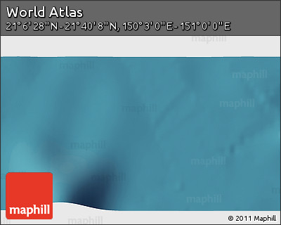 Satellite 3D Map of the Area around 21° 23' 18" N, 150° 31' 30" E