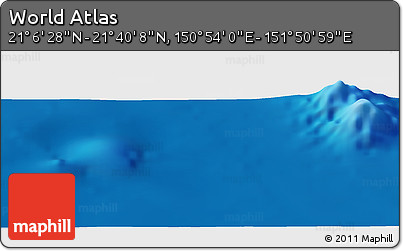 Physical Panoramic Map of the Area around 21° 23' 18" N, 151° 22' 30" E