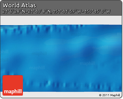 Physical 3D Map of the Area around 21° 23' 18" N, 151° 13' 29" W