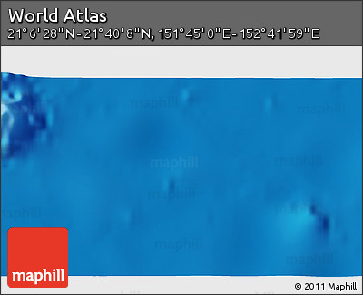 Physical 3D Map of the Area around 21° 23' 18" N, 152° 13' 29" E