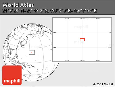 Blank Location Map of the Area around 21° 23' 18" N, 155° 37' 30" E