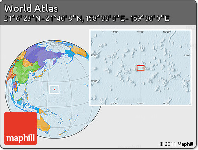 Political Location Map of the Area around 21° 23' 18" N, 159° 1' 30" E