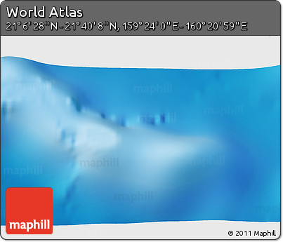 Physical 3D Map of the Area around 21° 23' 18" N, 159° 52' 30" E