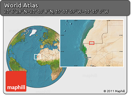 Satellite Location Map of the Area around 21° 23' 18" N, 15° 13' 29" W