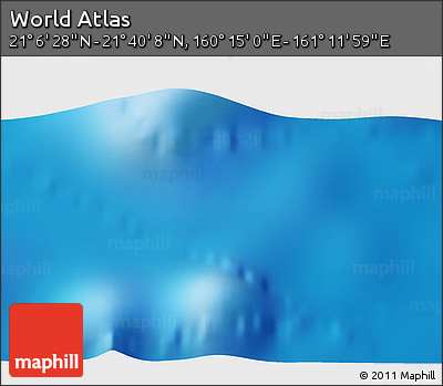 Physical 3D Map of the Area around 21° 23' 18" N, 160° 43' 29" E
