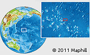 Physical Location Map of the area around 21° 23' 18" N, 164° 7' 30" E